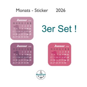 Kalender-Sticker 2026 Dackel-Edition 3er Set! Beere PDF