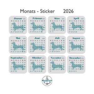 Kalender-Sticker 2026 Dackel-Edition Grau/Petrol PDF