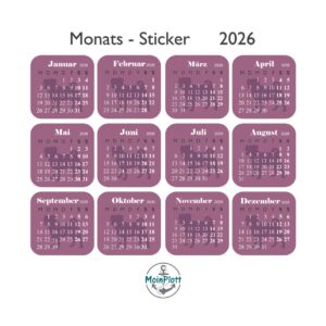 Kalender-Sticker 2026 Mops-Edition Dunklebeere PDF