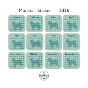 Kalender-Sticker 2026 Mops-Edition Mint PDF