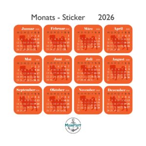 Kalender-Sticker 2026 Mops-Edition Orange PDF